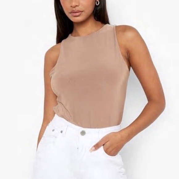 MISSGUIDED Petite Seam Free Racer Neck Bodysuit in nude - Picture 4 of 4